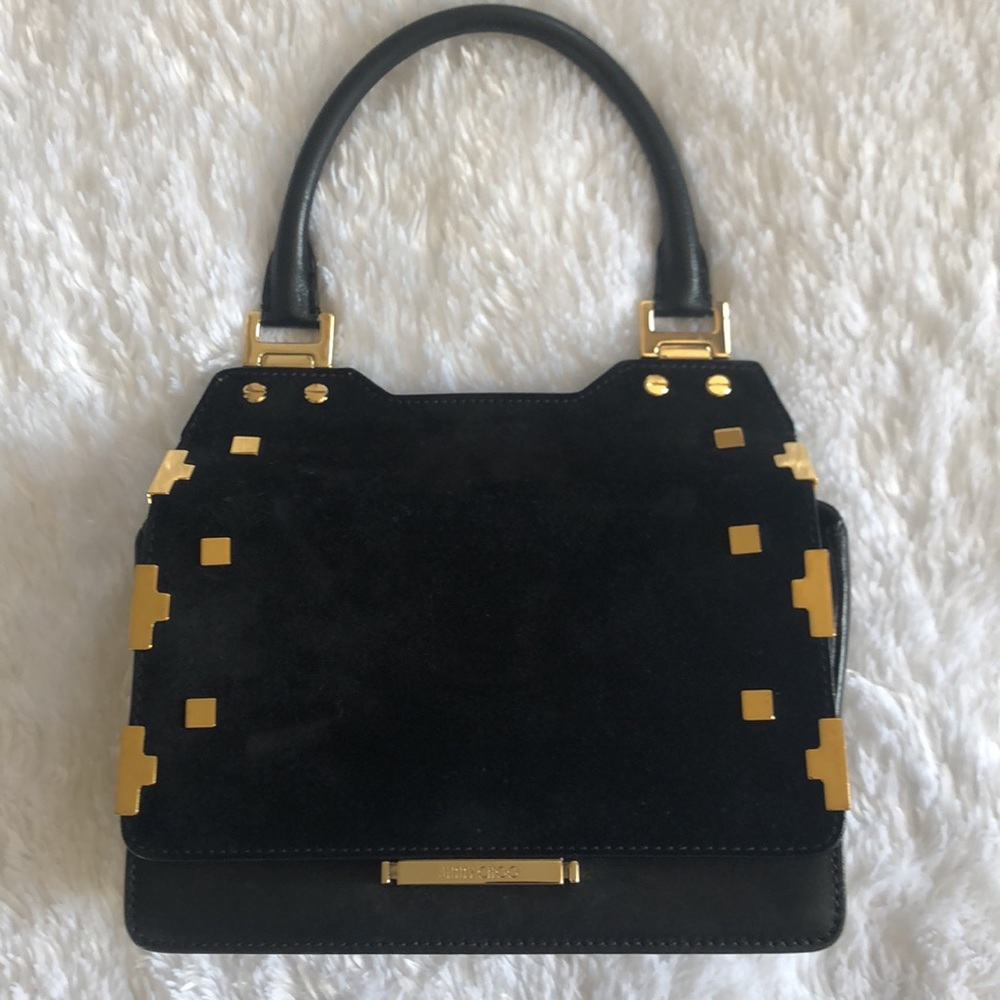 Jimmy Choo Amie satchel black leather and suede